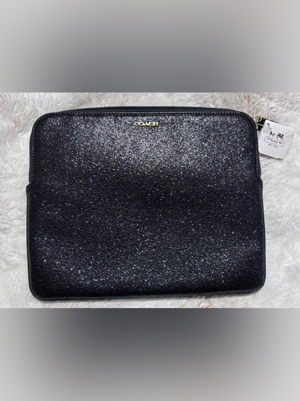 COACH Black Glitter iPad Sleeve NWT